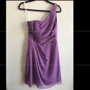 David’s Bridal one shoulder lavender chiffon dress